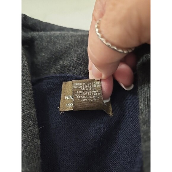 FWM Italian Merino Wool Cardigan Womens Med Office Career Blue Gray Minimalist - Picture 6 of 6